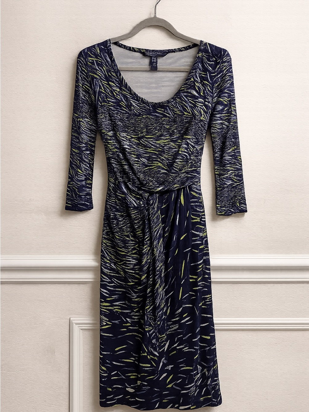 Diane von Furstenberg for Neiman Marcus Silk Dress | Size 12 Navy Abstract Print